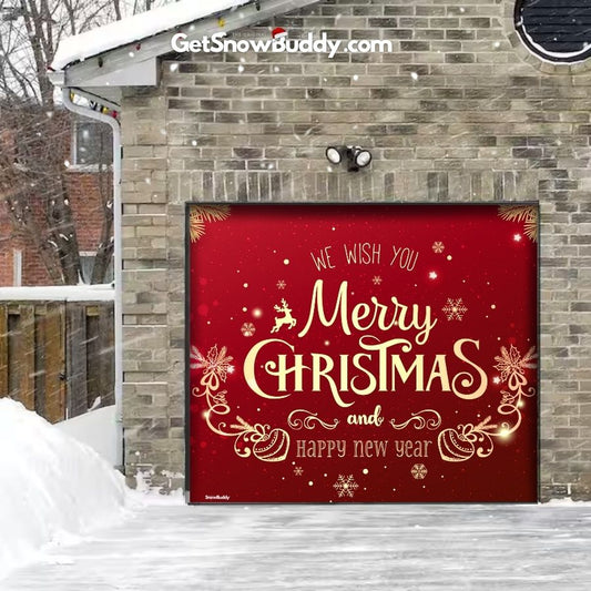 Merry Christmas B- SnowBuddy™️ Garage Door Cover