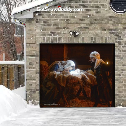 Jesus Nativity Scene- SnowBuddy™️ Garage Door Cover